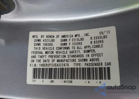 2014 Honda Accord Sport из США, поврежденный, VIN 1HGCR2F50EA023878